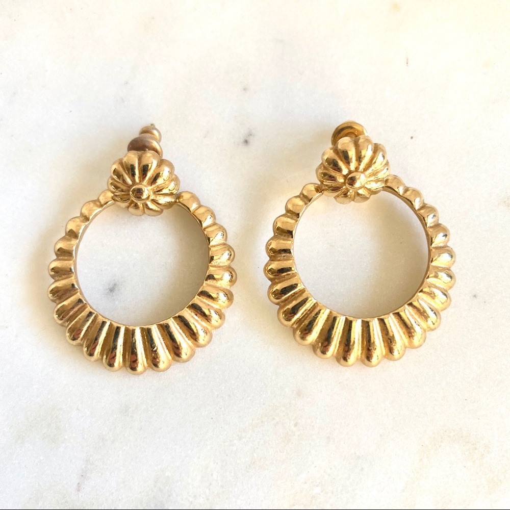 Vintage Vendome gold tone door knocker earrings